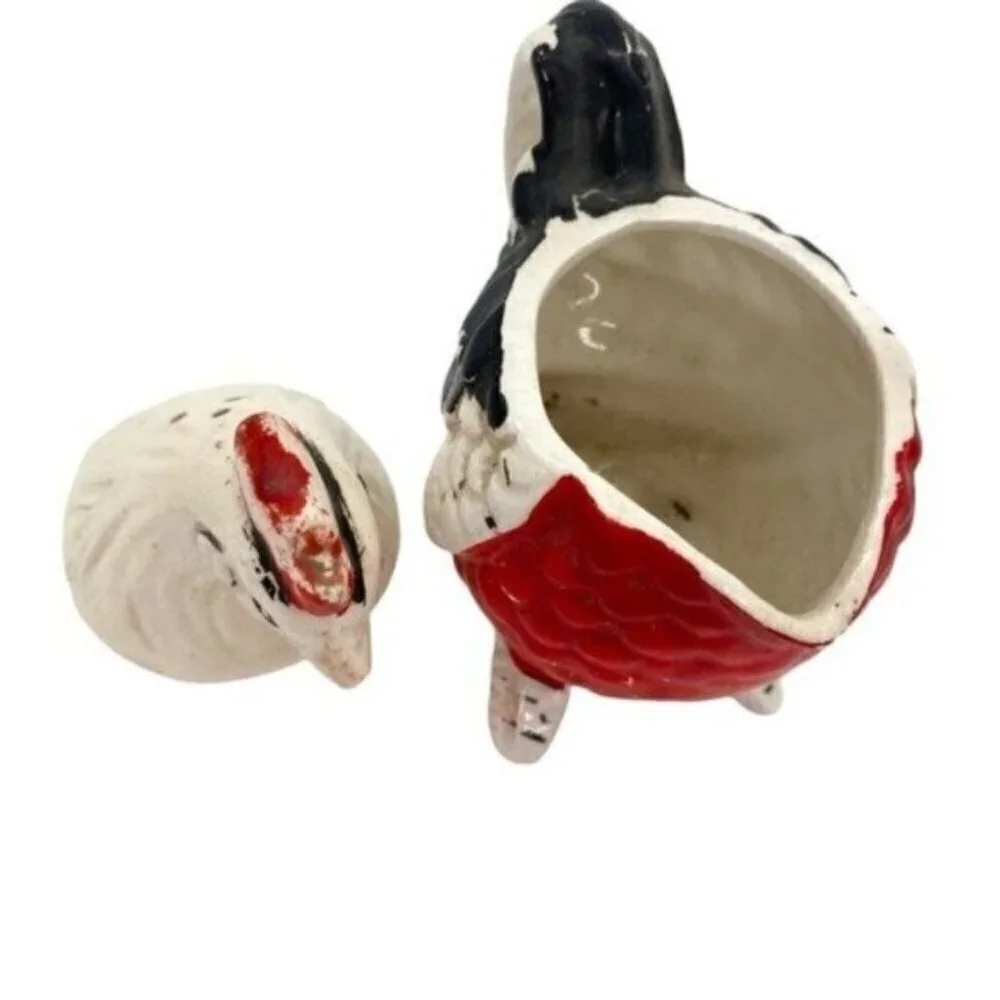Vintage Artmark Japan Hen & Rooster Cream Sugar Bowl Salt Pepper Shaker